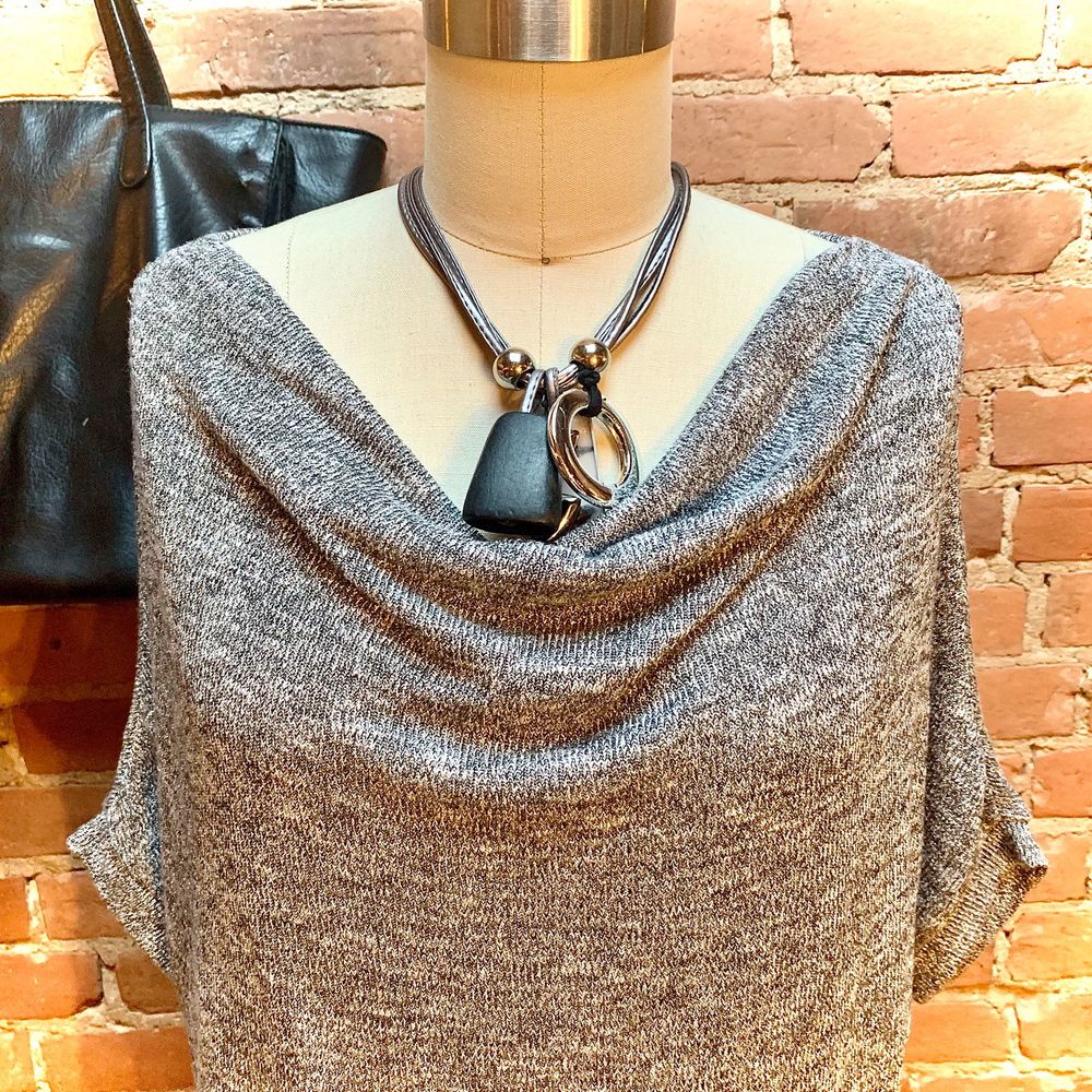 VELVET Silver Shimmer Drape Knit Top - Picture 2 of 7